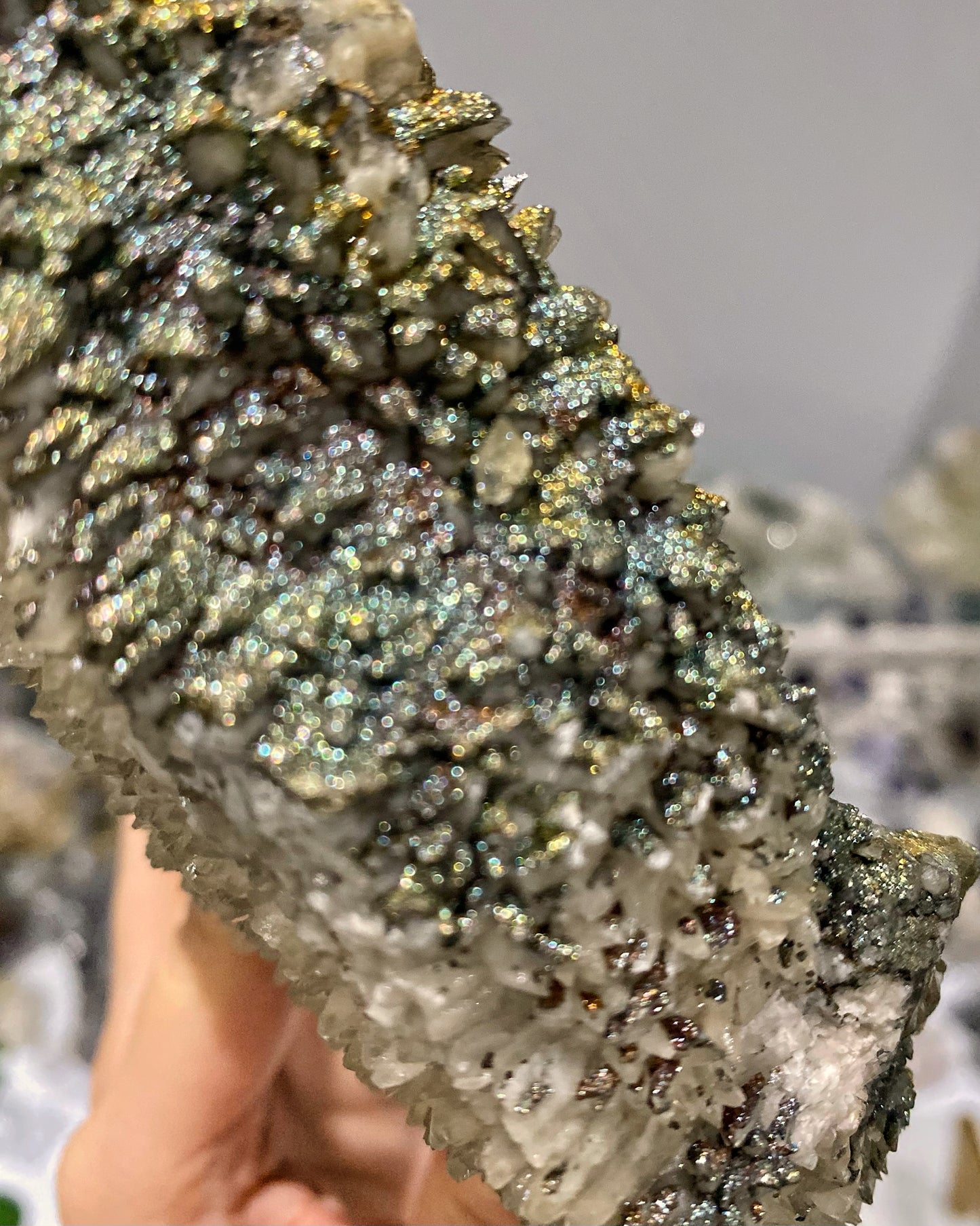Calcite with Rainbow Iridescent Chalcopyrite Statement Piece