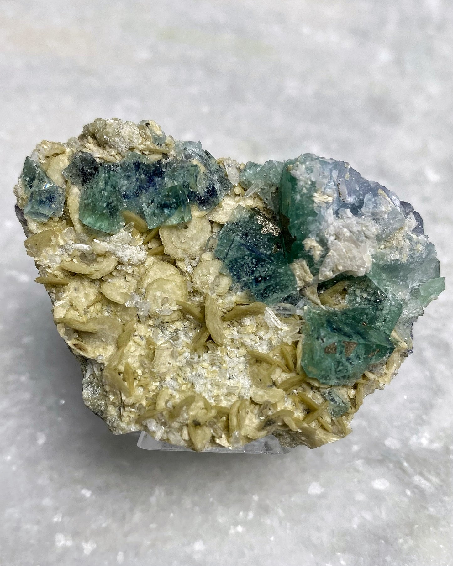 Green Blue Fluorite with Pyrite, Siderite, Quartz