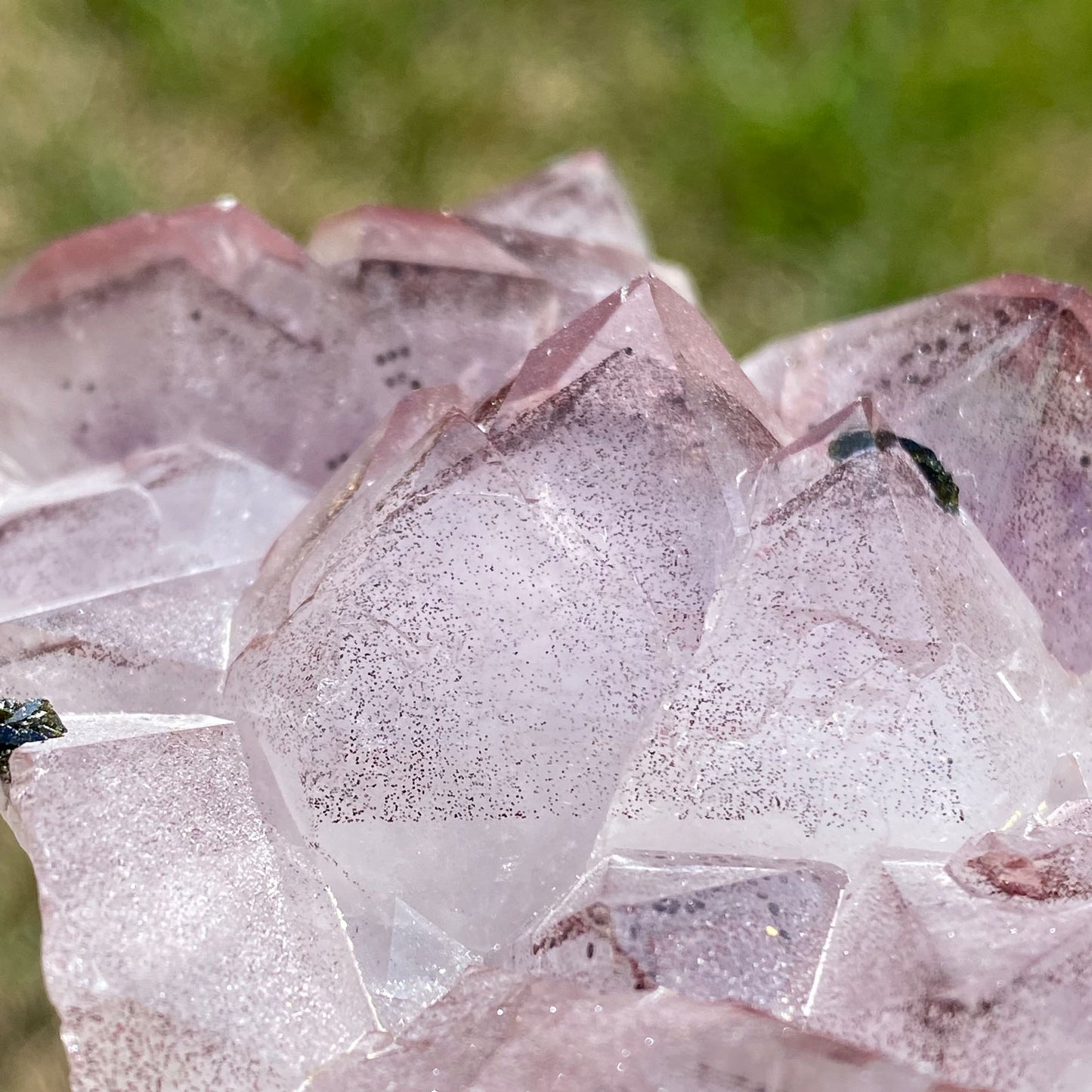 Phantom Amethyst Cluster with Hematite and Epidote