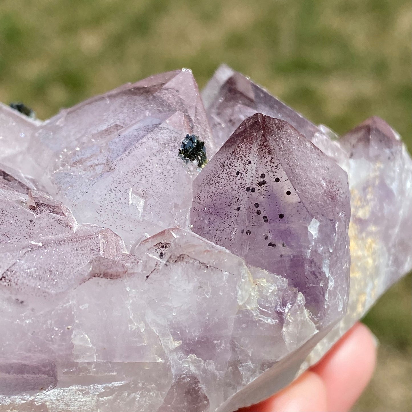 Phantom Amethyst Cluster with Hematite and Epidote