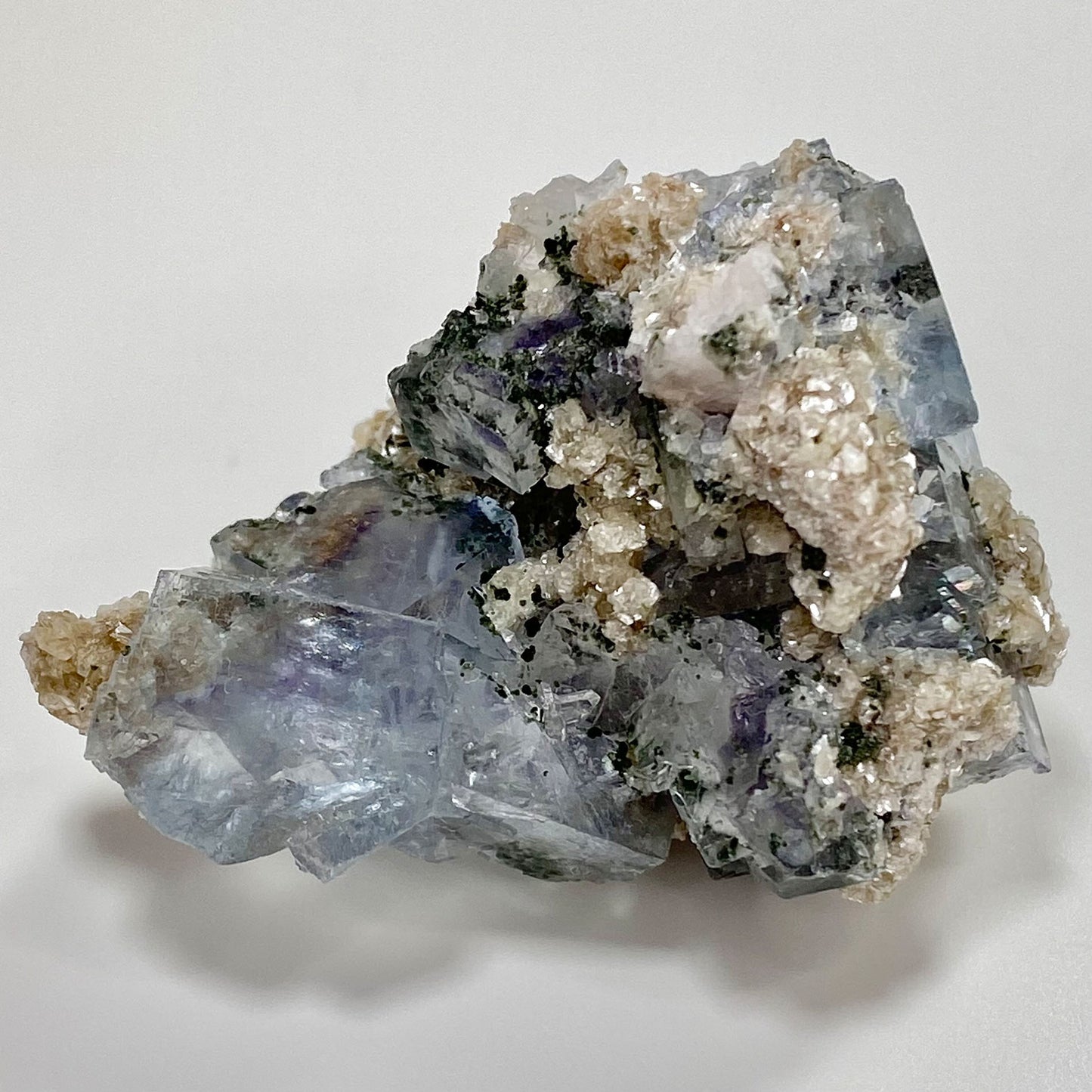 Light Blue Cubic Fluorite with Mica & Chlorite Yaogangxian Mine
