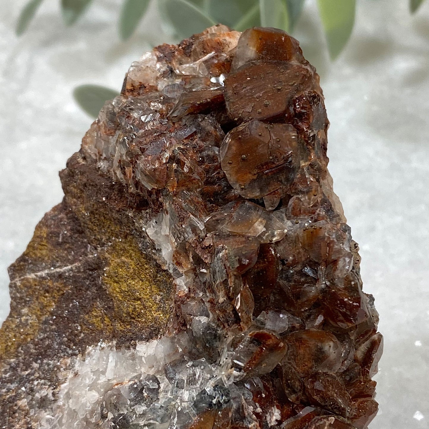 Red Brown Calcite Cluster with Pyrite