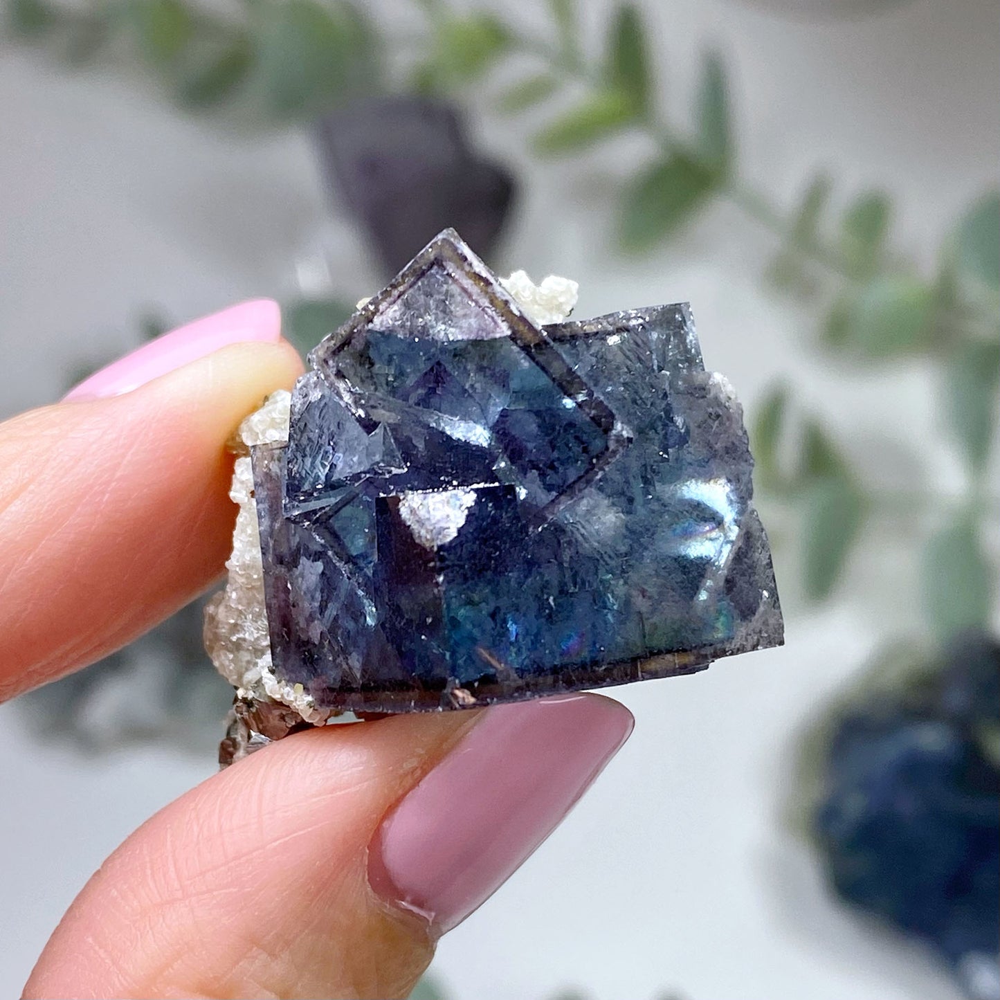 Blue Green Purple Fluorite Cubes with Pyrite Specimen