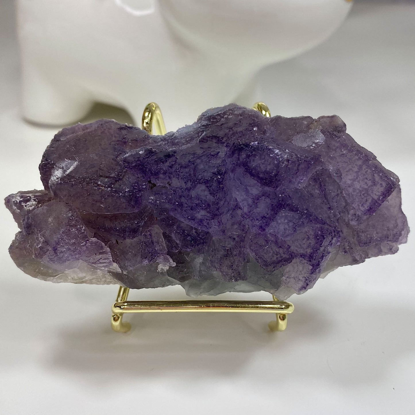 Dark Purple Edge Light Blue Green Cubic Fluorite Cluster