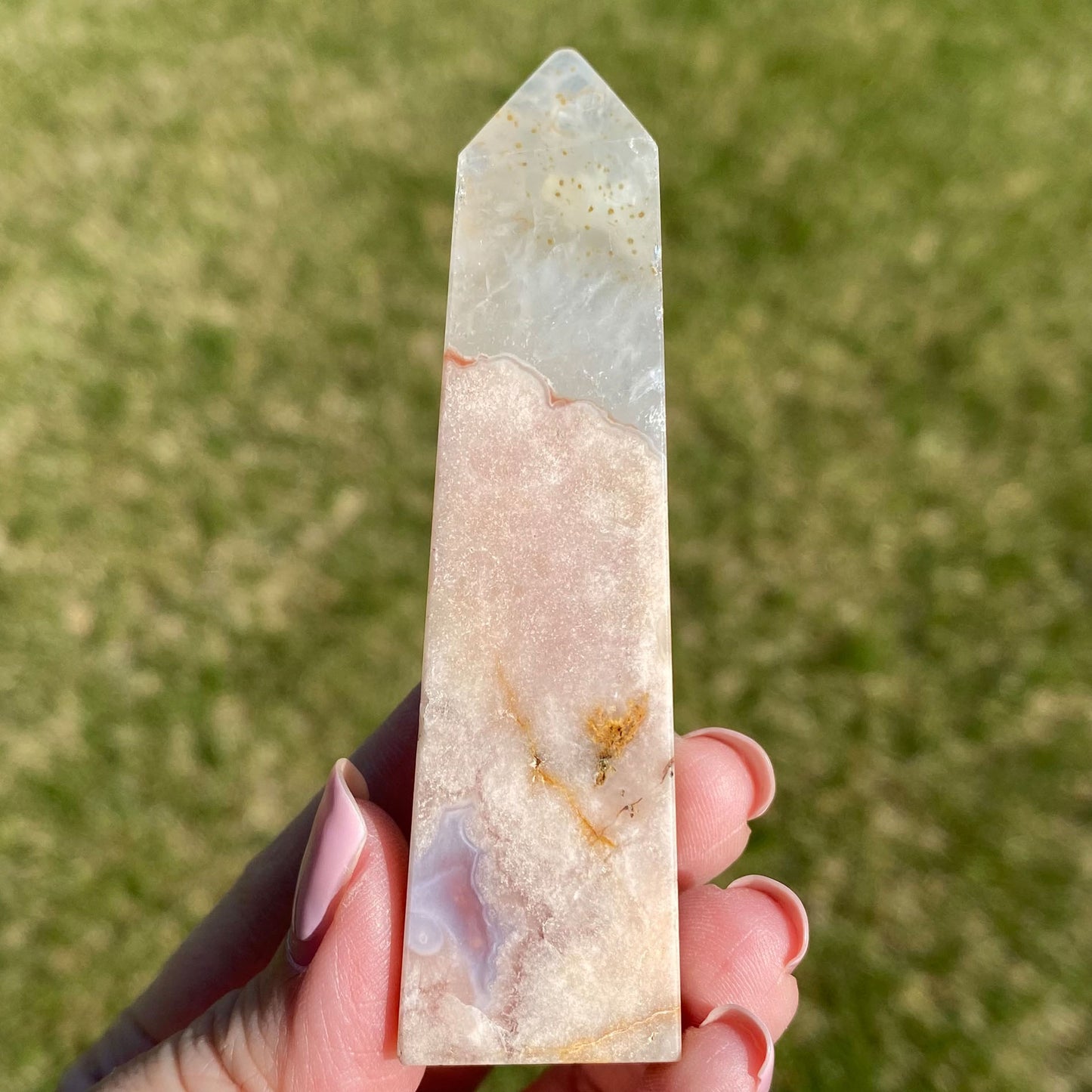 Pink Amethyst with Quartz Tower