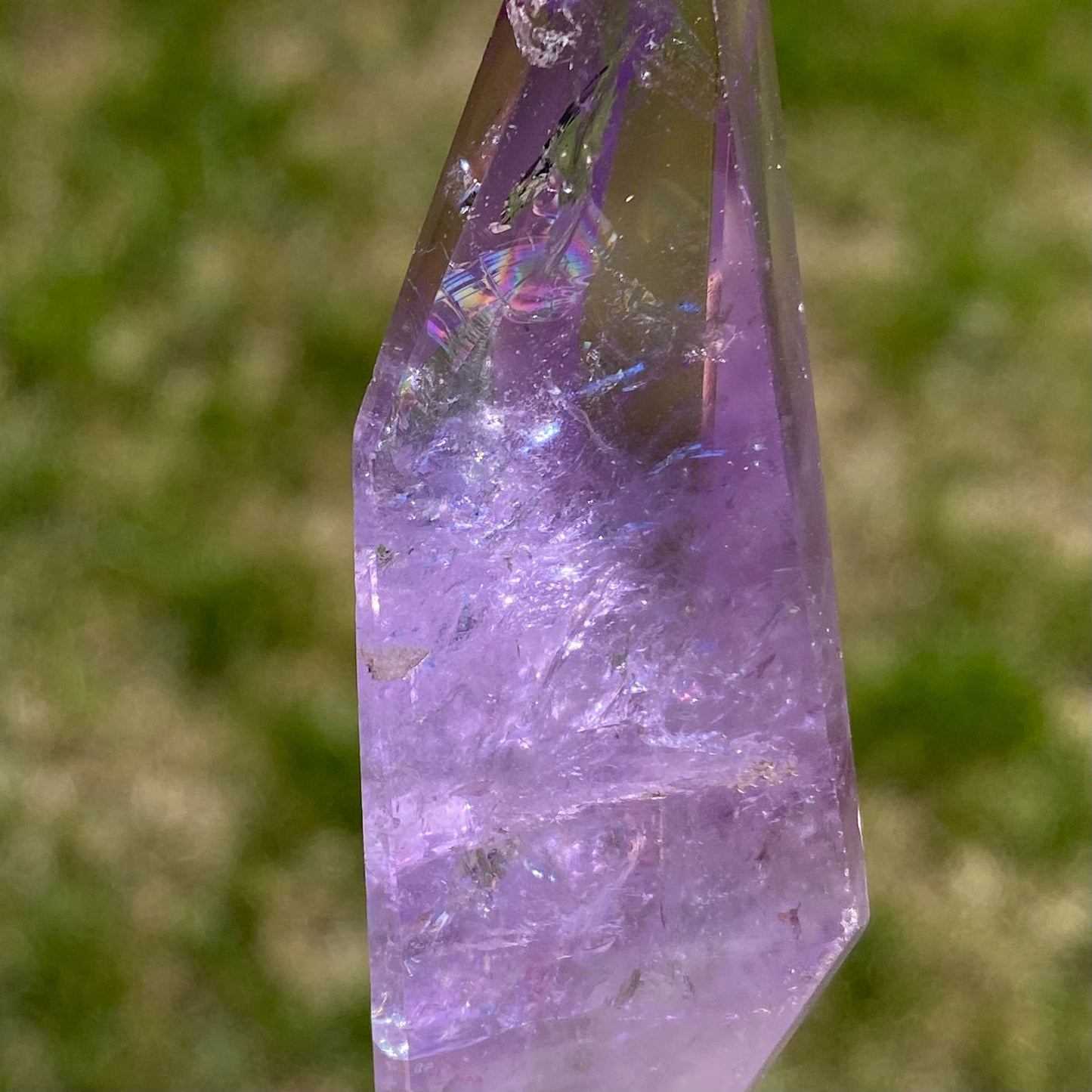 Polished Amethyst Freeform with Rainbow Flash