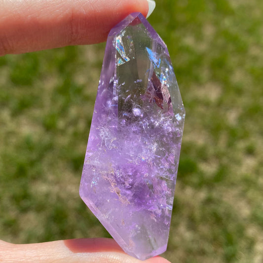 Polished Amethyst Freeform with Rainbow Flash