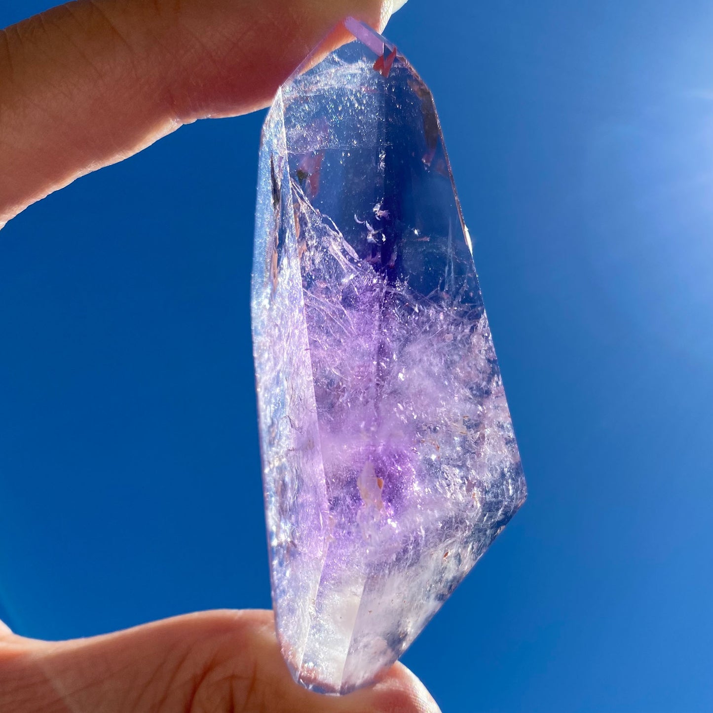 Polished Amethyst Freeform with Rainbow Flash