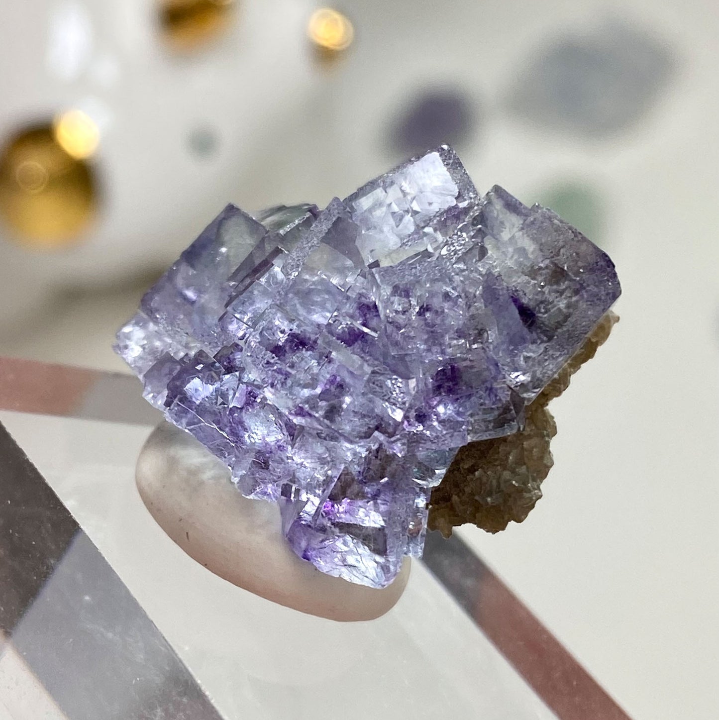 Glassy Purple Cubic Fluorite with Mica Yaogangxian Mine