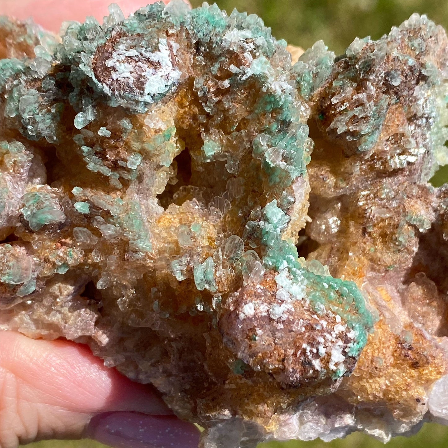 Green Atacamite with Shiny Selenite and Azurite Mineral Specimen