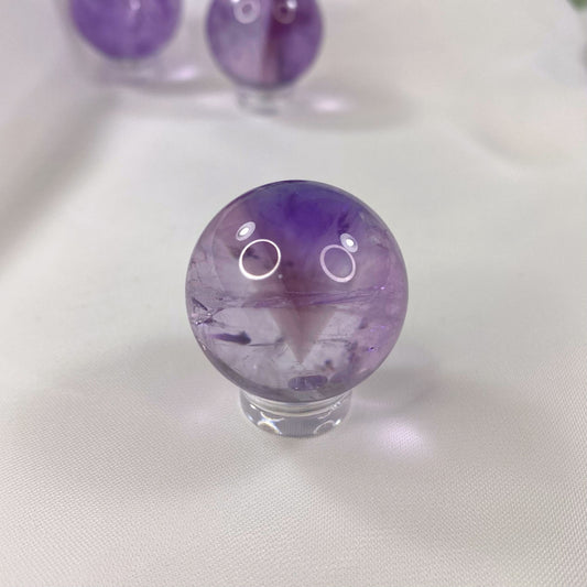 Amethyst Sphere with Triangular Color Zoning & Rainbows