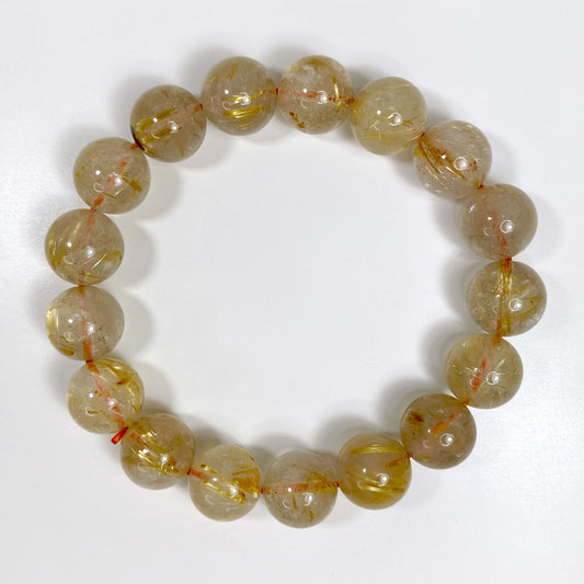 Rutilated Quartz Bracelet with Thick Gold Rutile 12mm