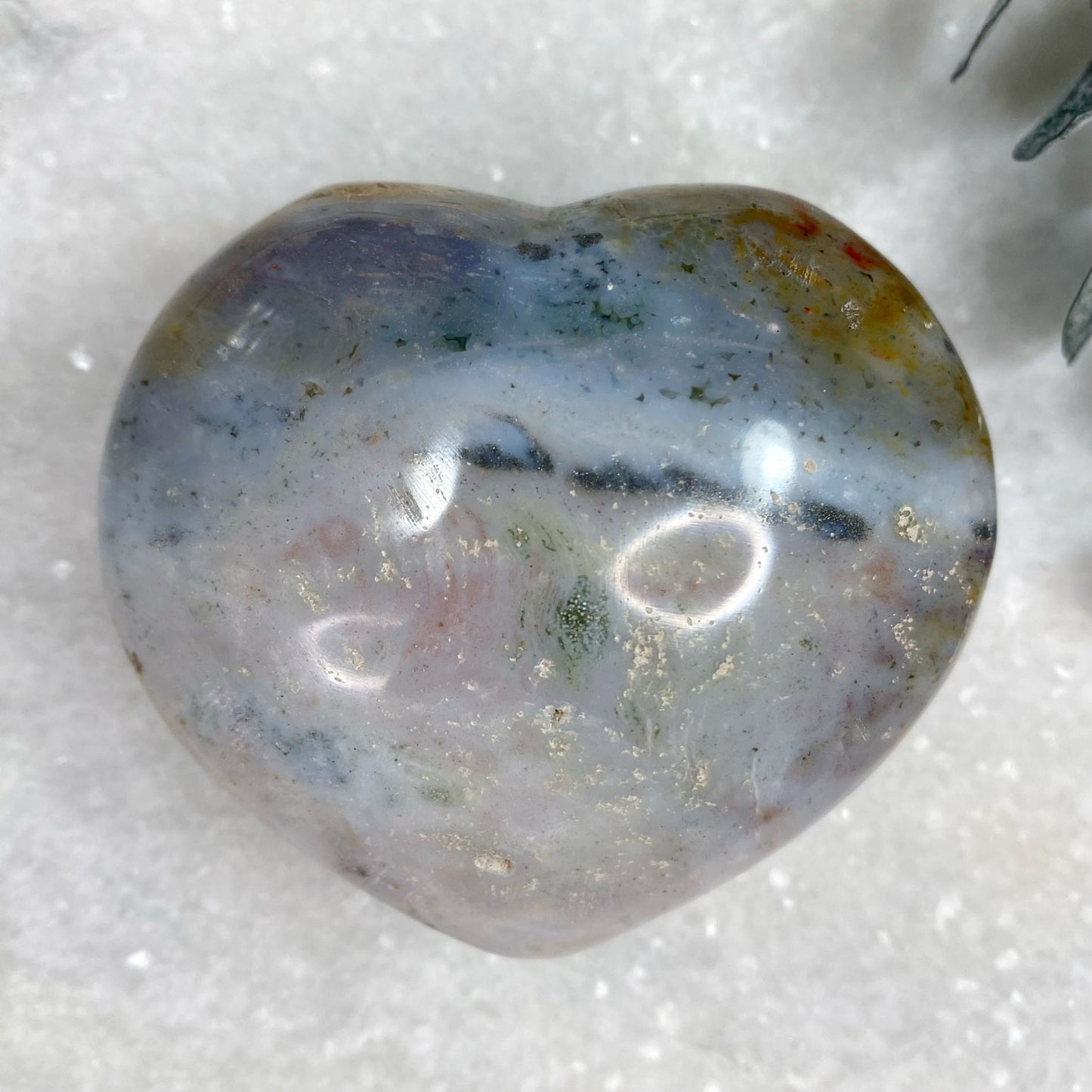 Large Ocean Orbicular Jasper Heart Carving