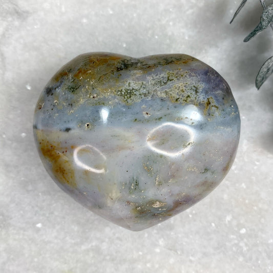 Large Ocean Orbicular Jasper Heart Carving