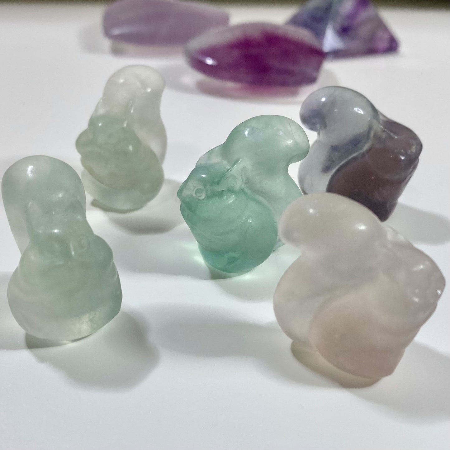 Mini Fluorite Carving Crystal Squirrel
