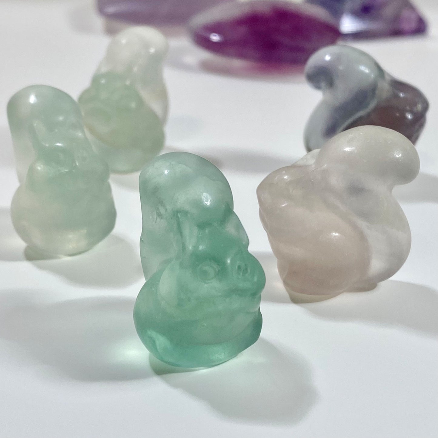 Mini Fluorite Carving Crystal Squirrel