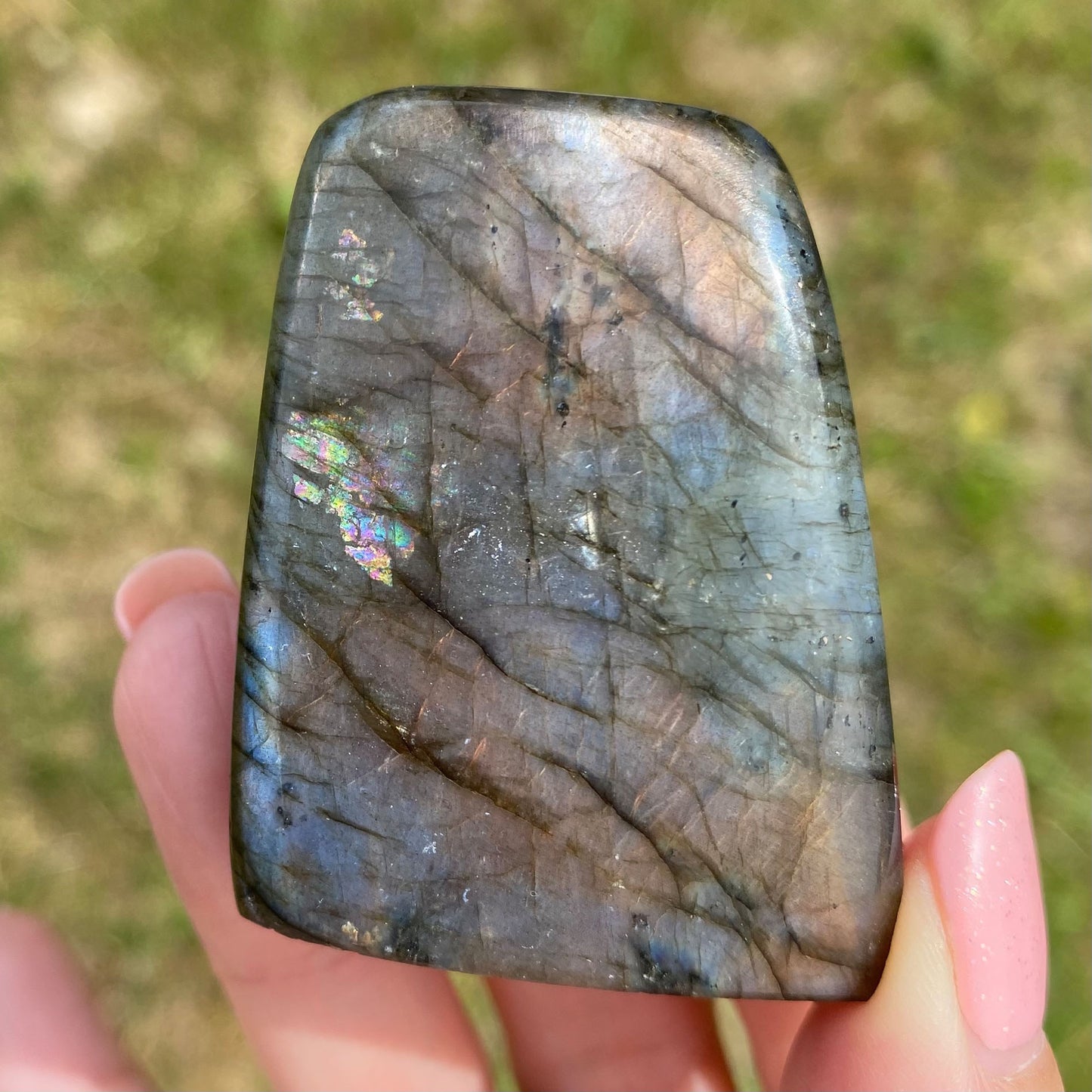 Silver Orange Pink Labradorite Freeform