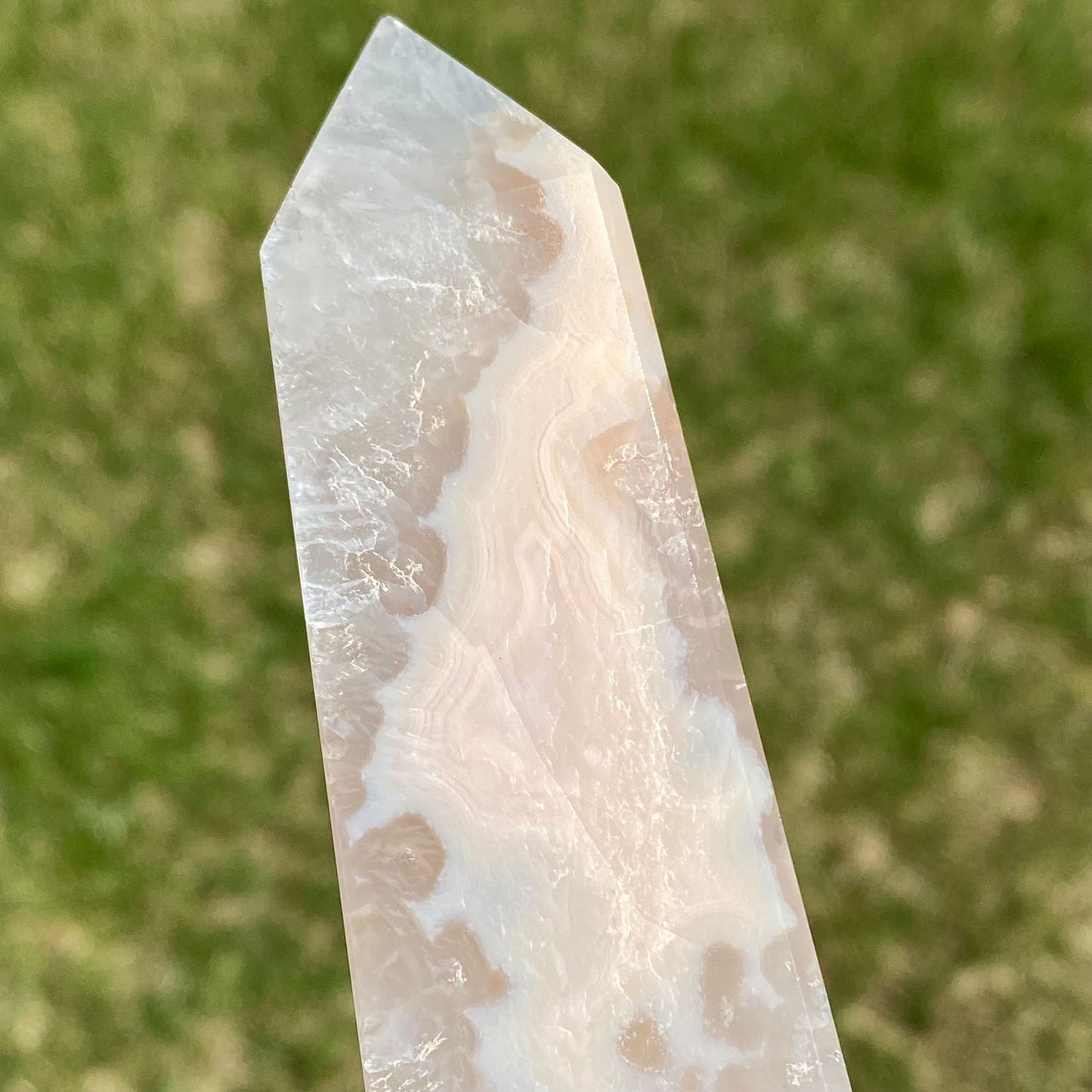 Peach Agate with Quartz Tower