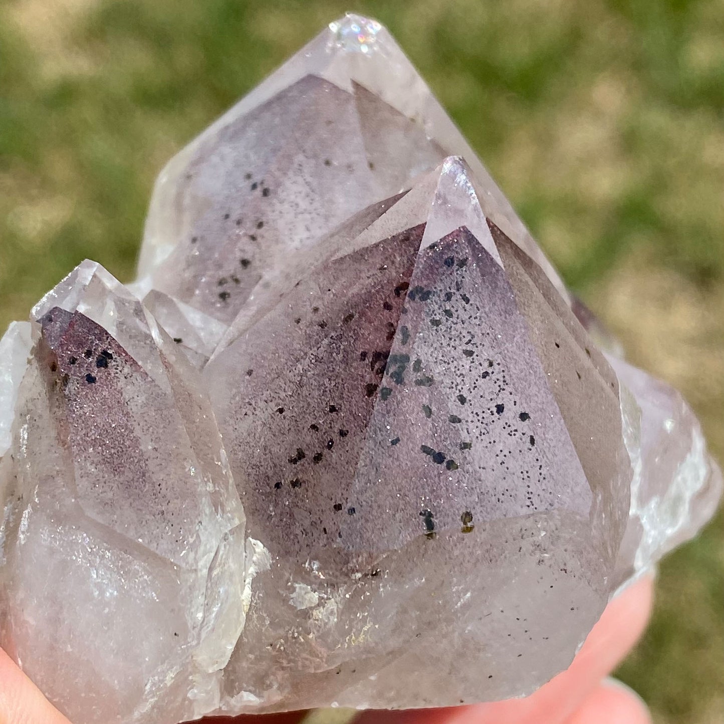 Phantom Amethyst Cluster with Hematite and Epidote