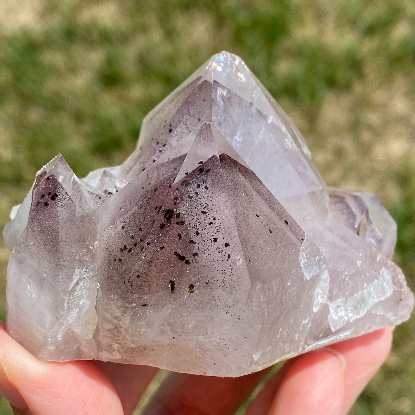 Phantom Amethyst Cluster with Hematite and Epidote