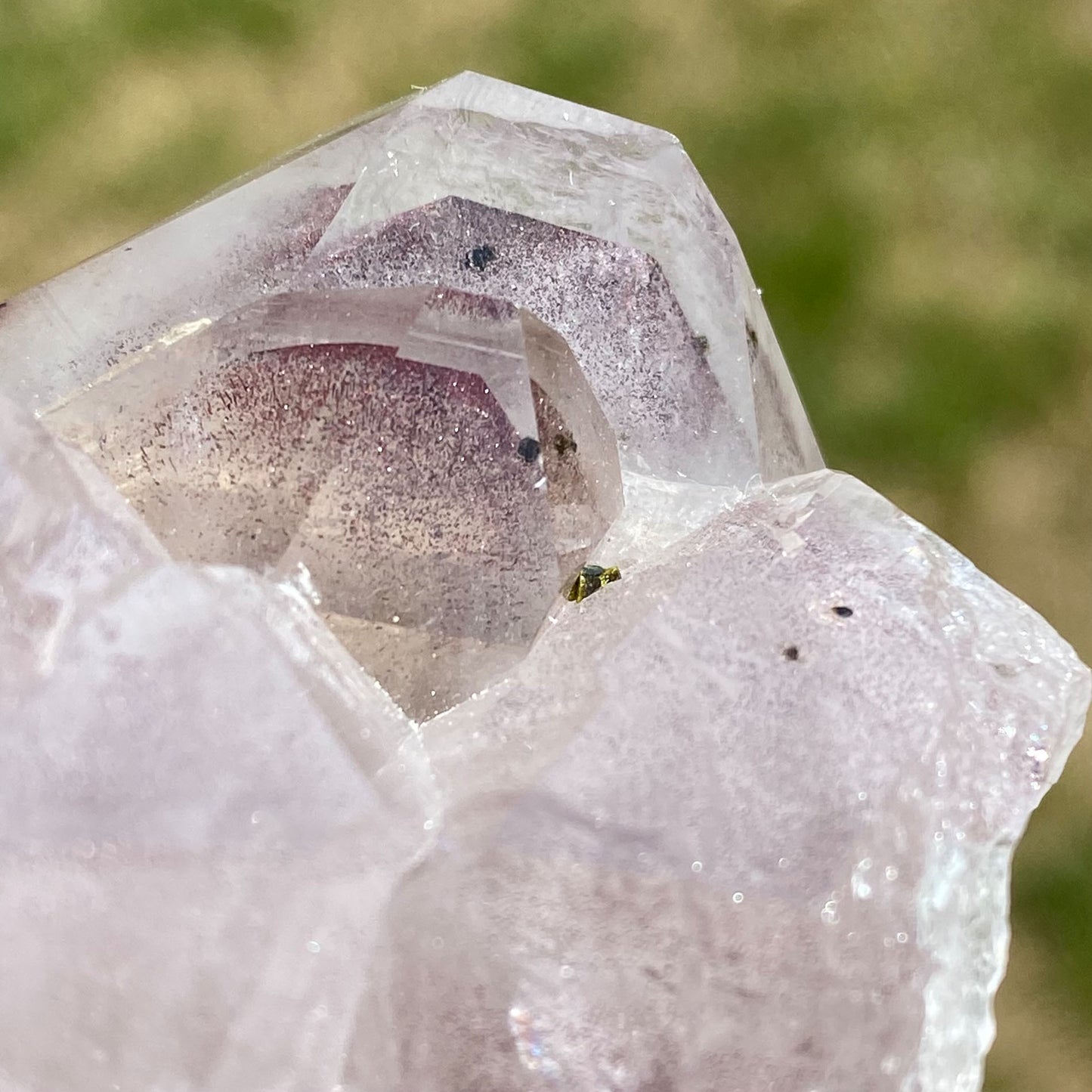 Phantom Amethyst Cluster with Hematite and Epidote