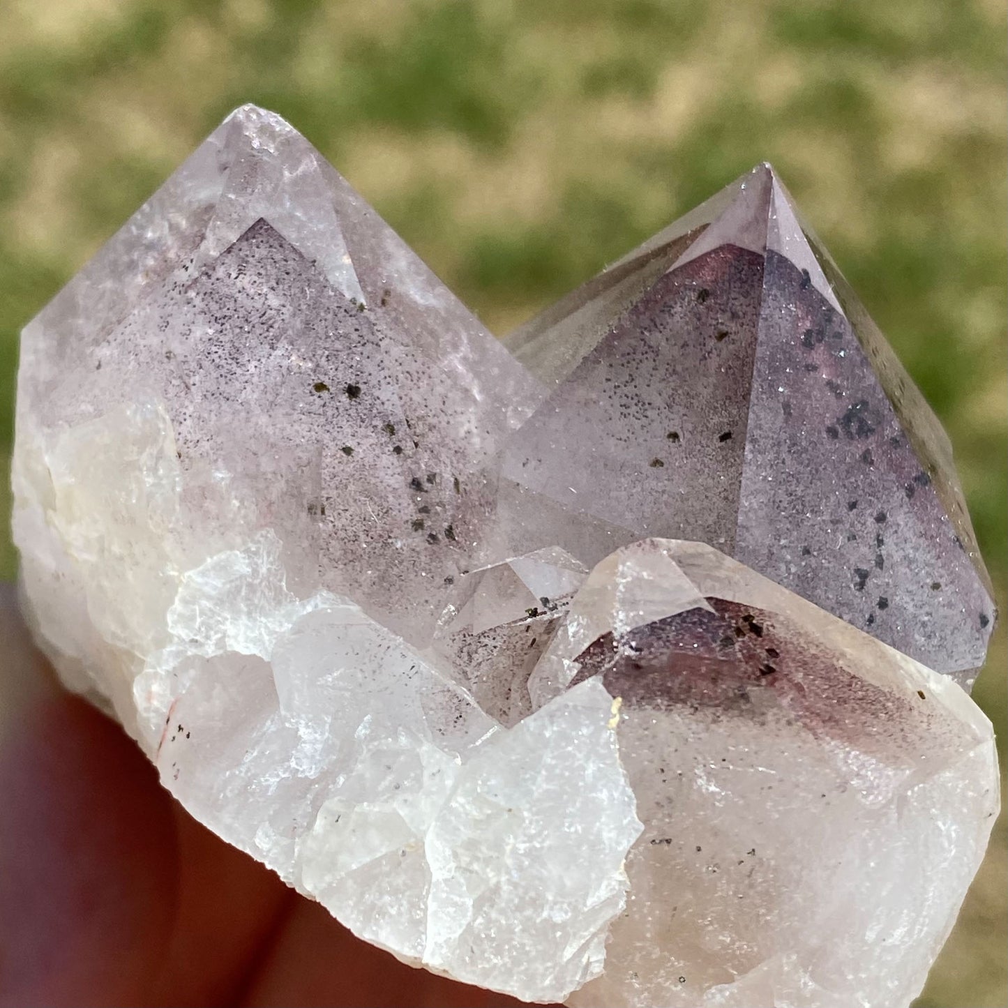 Phantom Amethyst Cluster with Hematite and Epidote