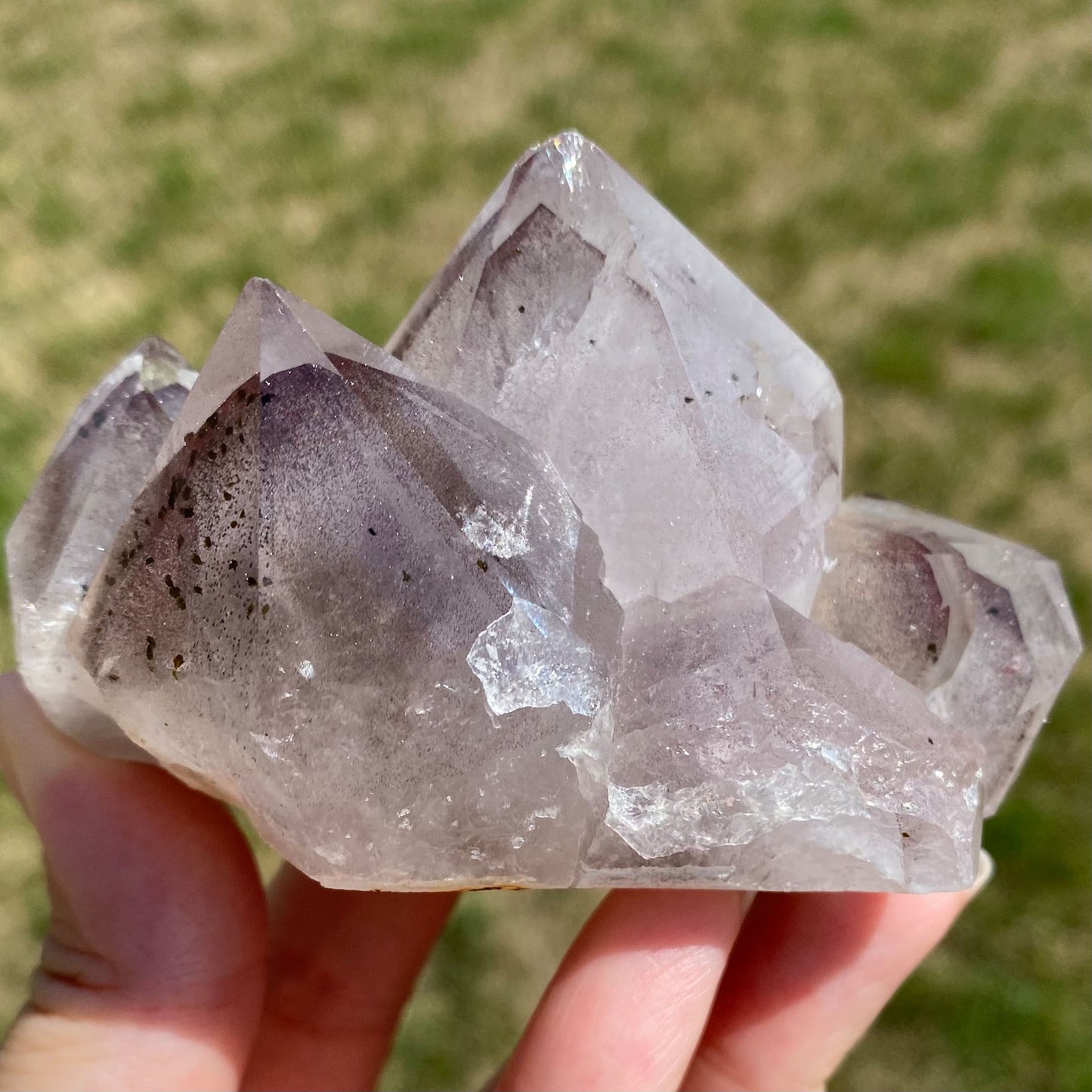 Phantom Amethyst Cluster with Hematite and Epidote