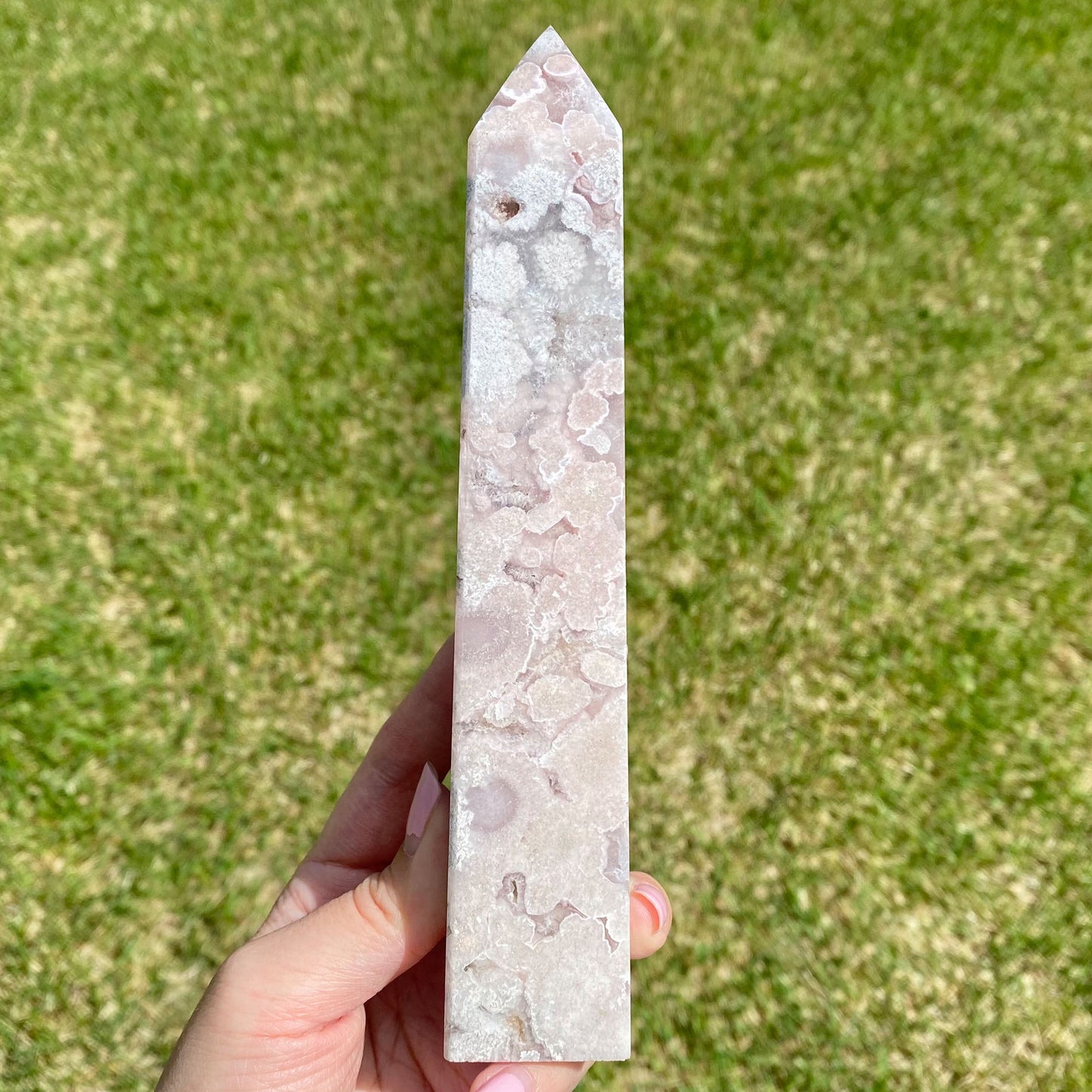 Pink Amethyst Flower Agate Tower 7" Statement Piece