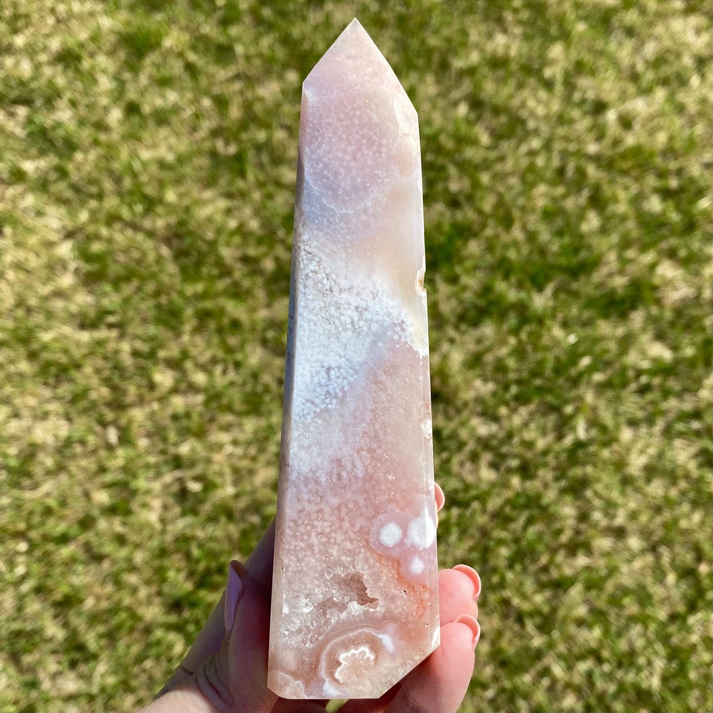Pink Amethyst Flower Agate with Quartz Druzy