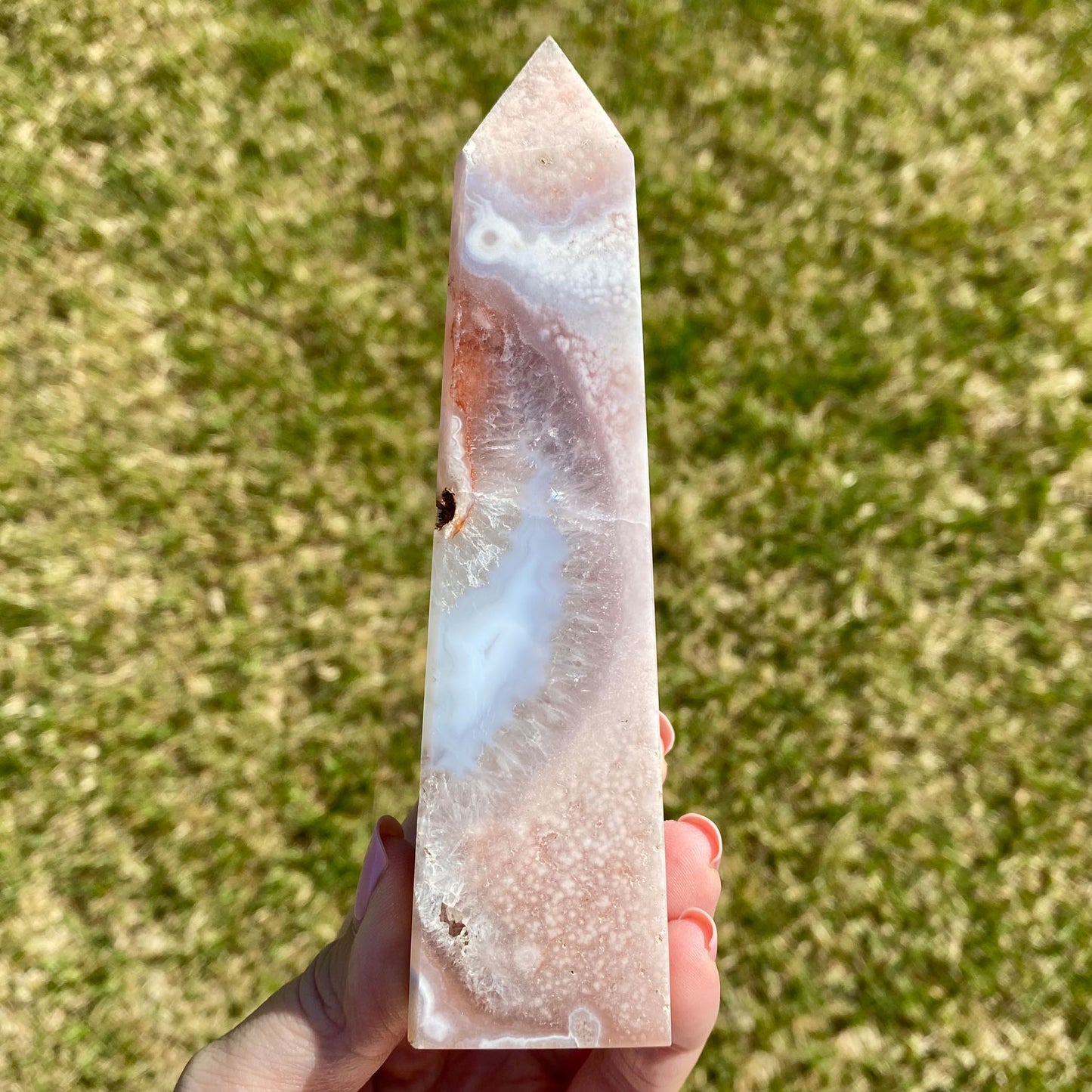 Pink Amethyst Flower Agate with Quartz Druzy