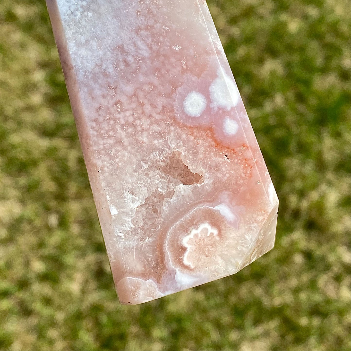 Pink Amethyst Flower Agate with Quartz Druzy
