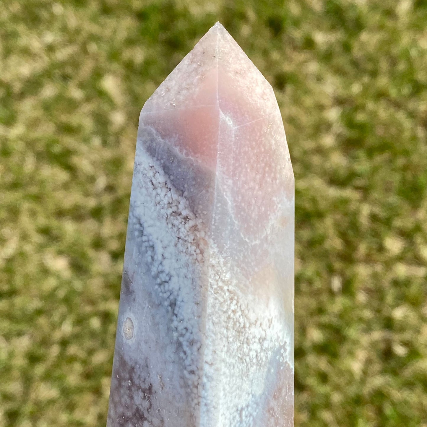 Pink Amethyst Flower Agate with Quartz Druzy
