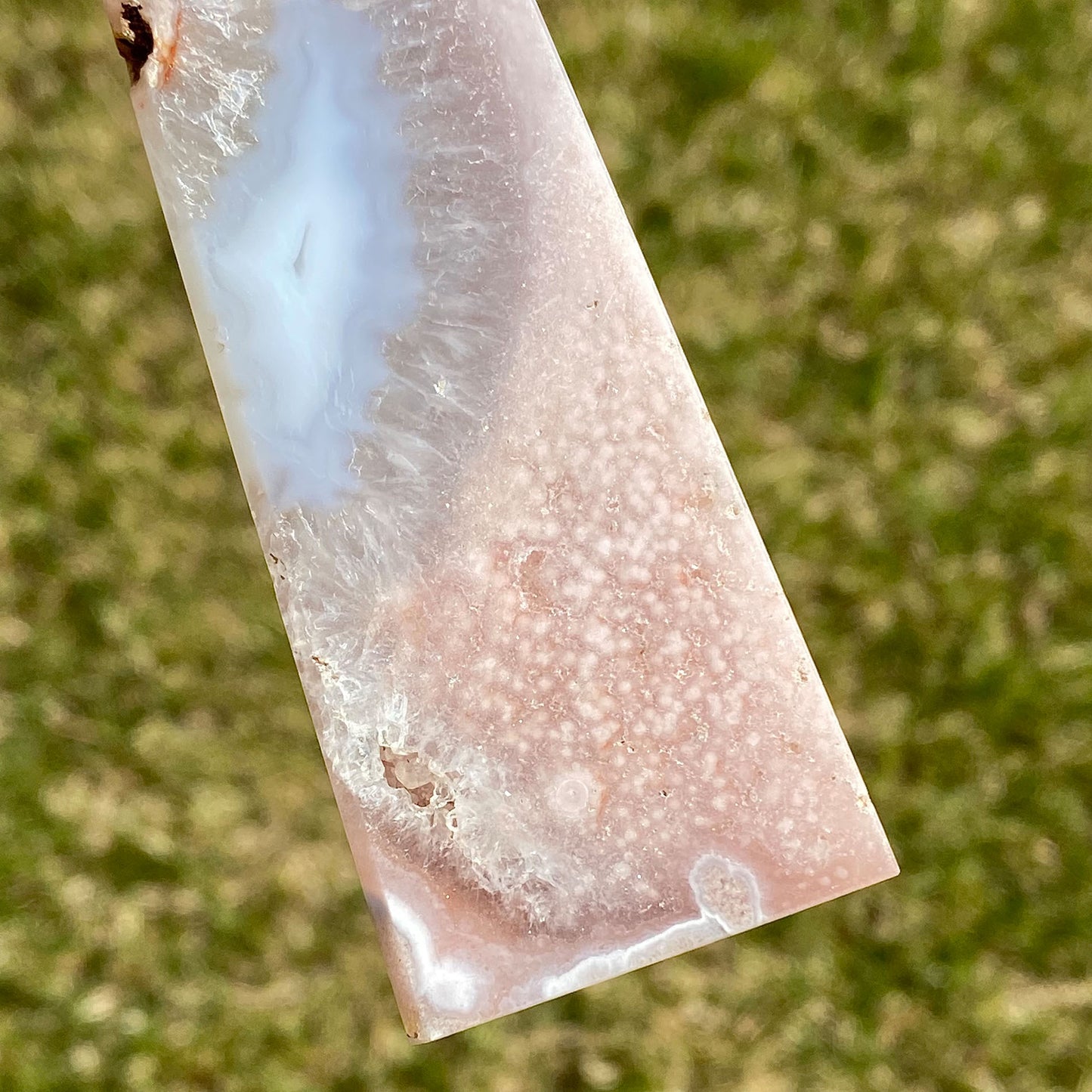 Pink Amethyst Flower Agate with Quartz Druzy