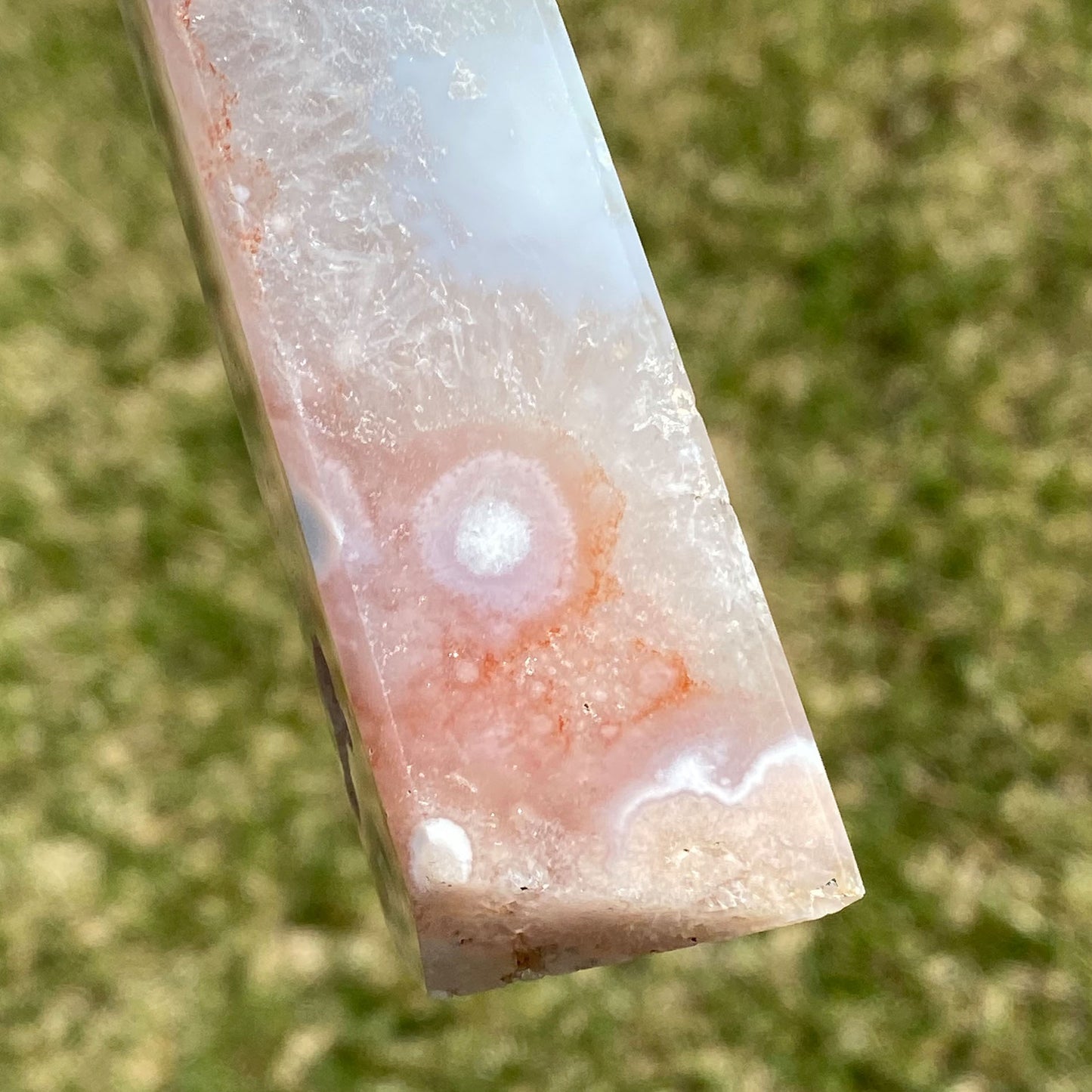 Pink Amethyst Flower Agate with Quartz Druzy
