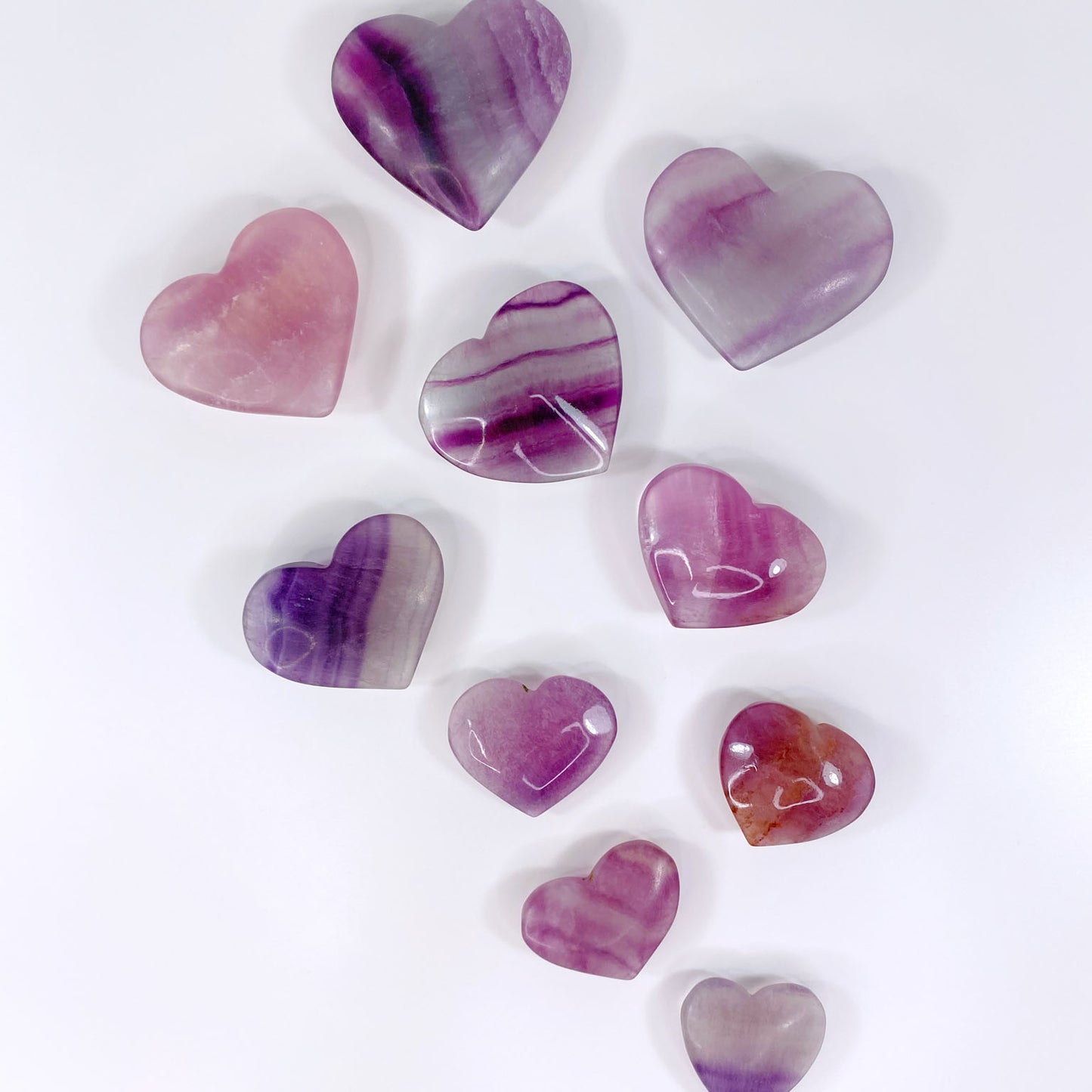 Pink Magenta Yellow Fluorite Heart Carving