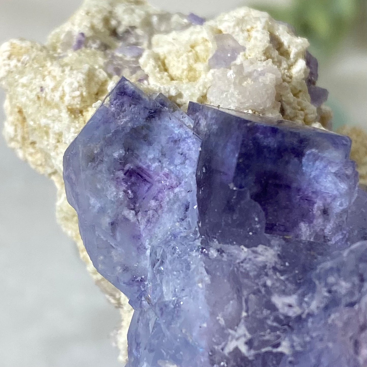 Blue Purple Color Zoning Cubic Fluorite Cluster