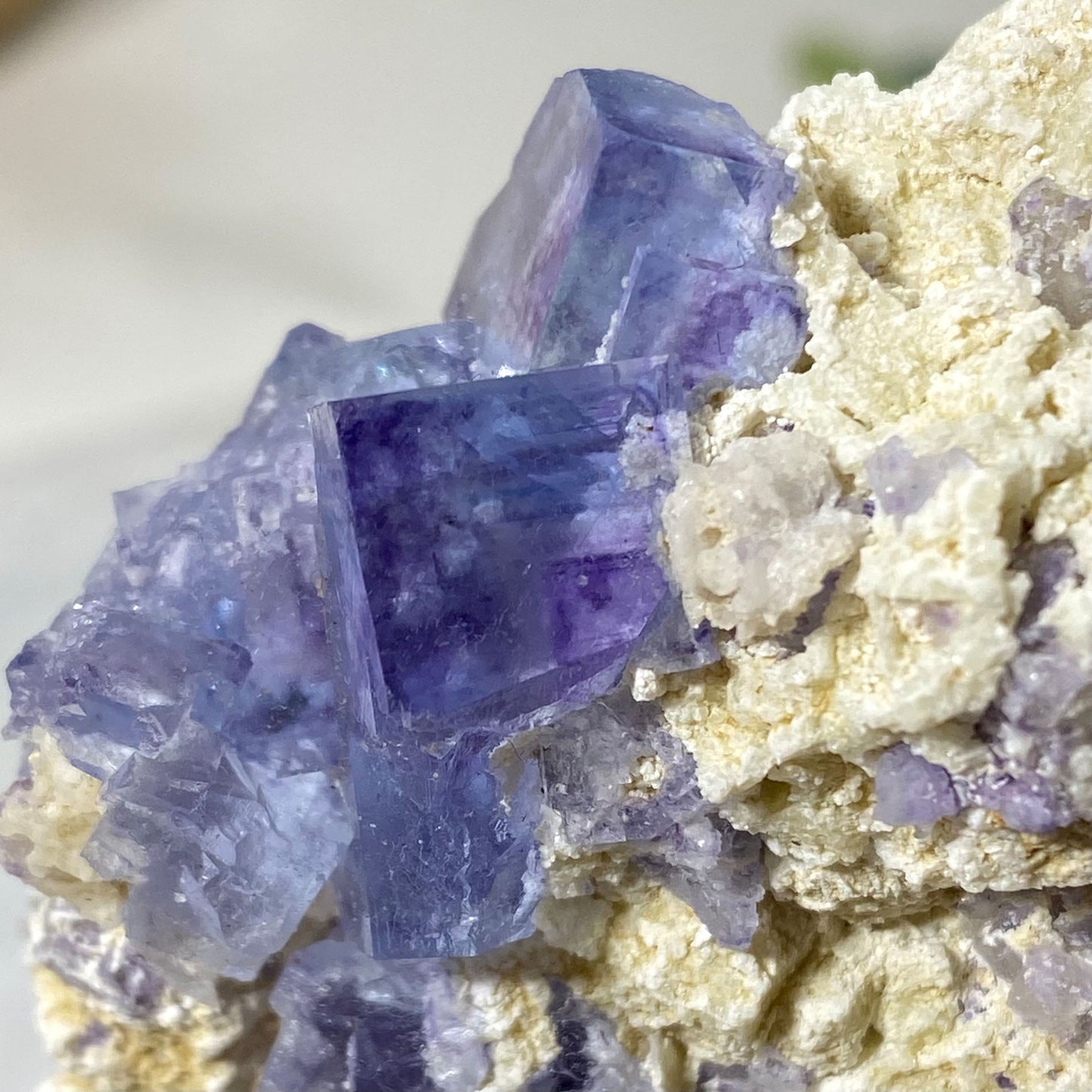 Blue Purple Color Zoning Cubic Fluorite Cluster