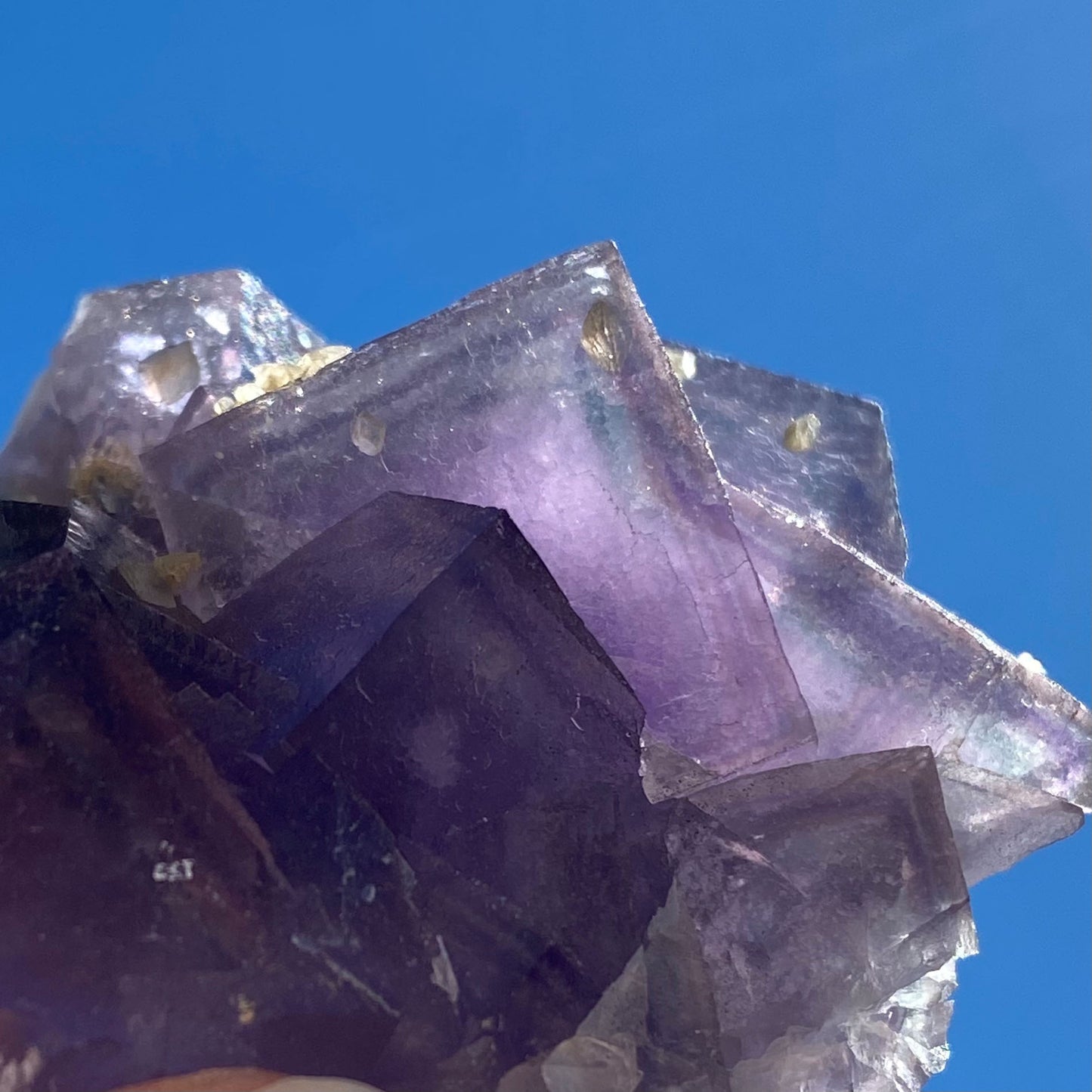 Purple Cubic Fluorite with Window Phantoms and Calcite