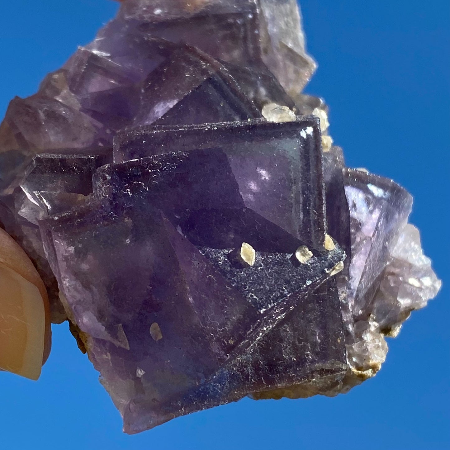 Purple Cubic Fluorite with Window Phantoms and Calcite