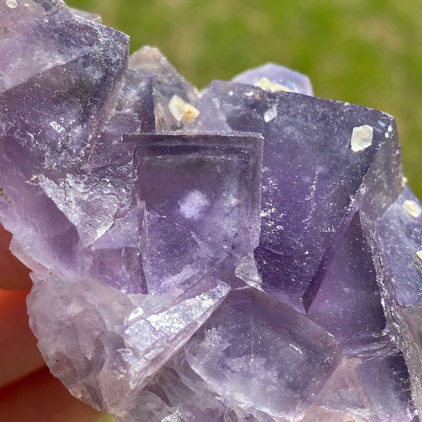 Purple Cubic Fluorite with Window Phantoms and Calcite
