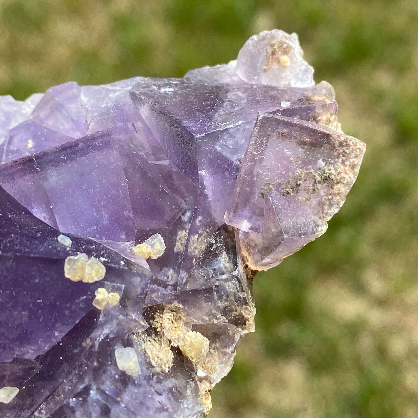 Purple Cubic Fluorite with Window Phantoms and Calcite