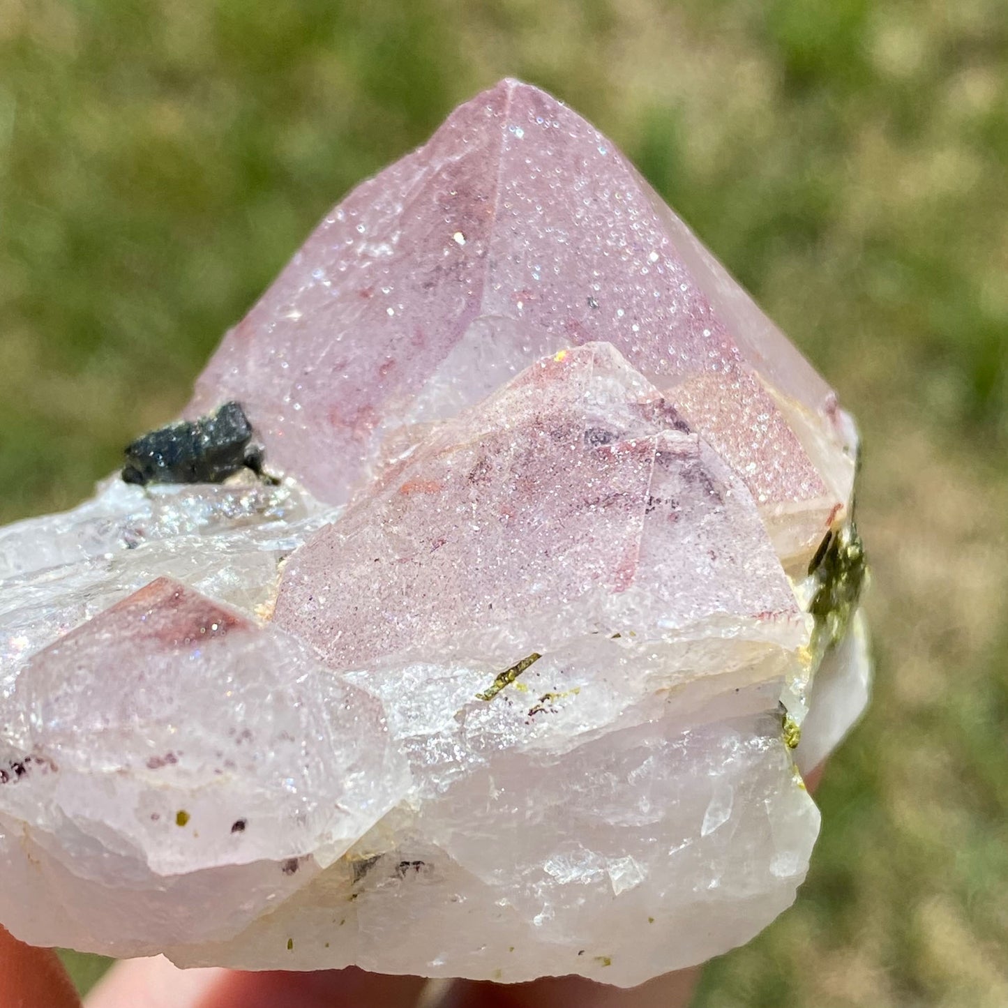 Sparkly Amethyst Cluster with Hematite and Epidote