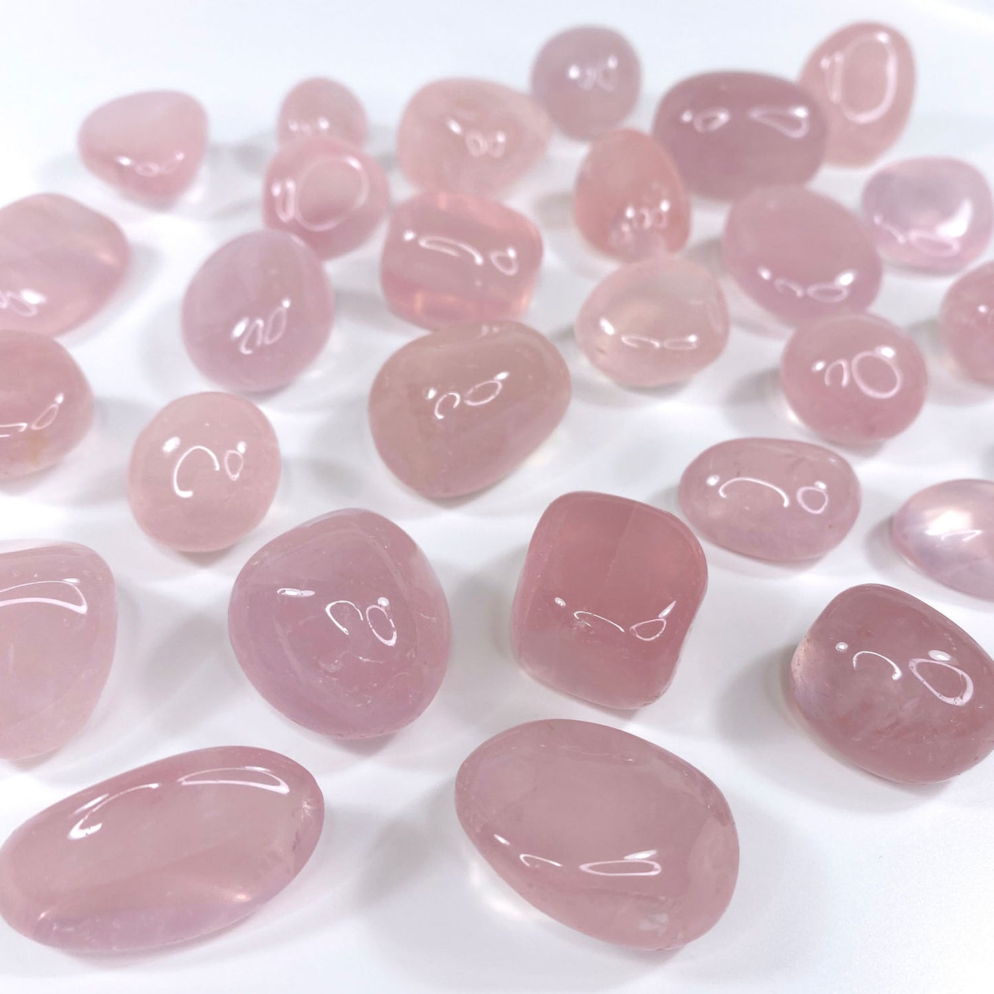 Gemmy Rose Quartz Crystal Tumbles (Set of 3)