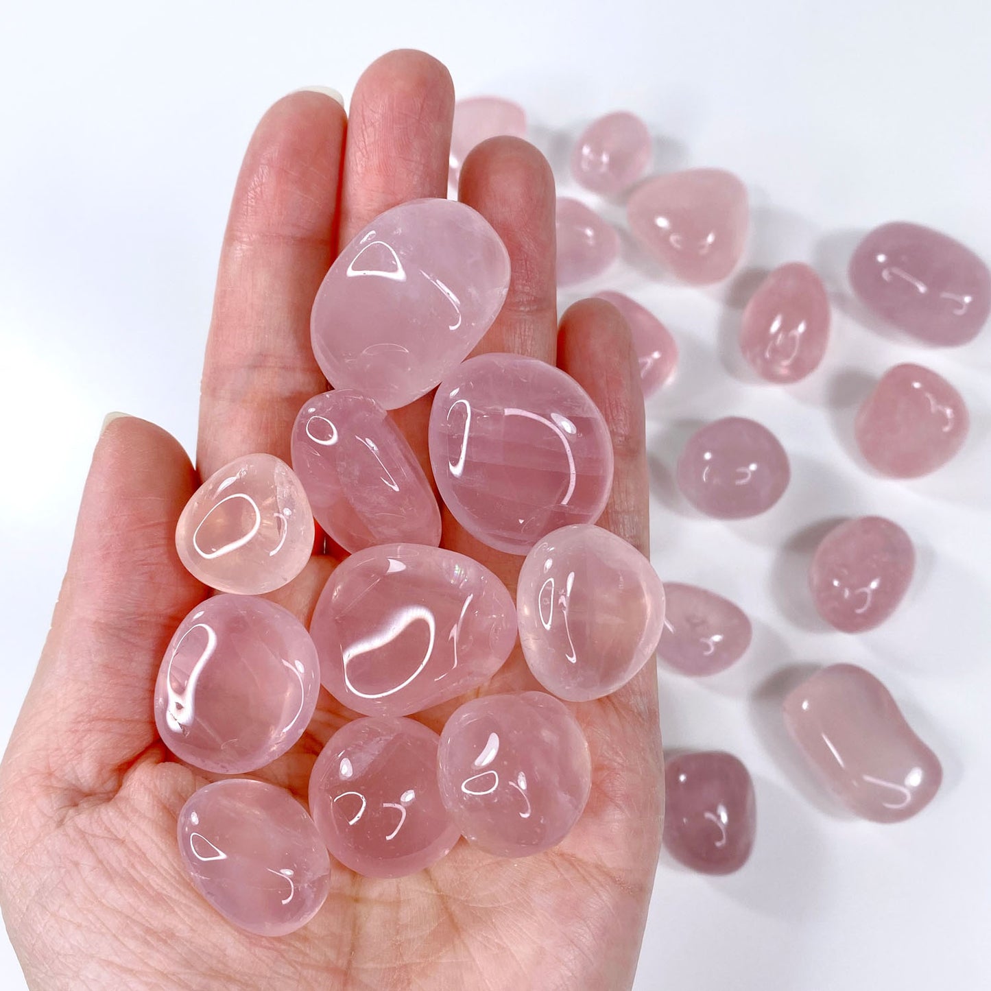 Gemmy Rose Quartz Crystal Tumbles (Set of 3)