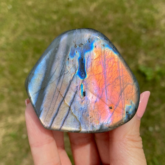 Round Orange Peach Pink Labradorite Freeform