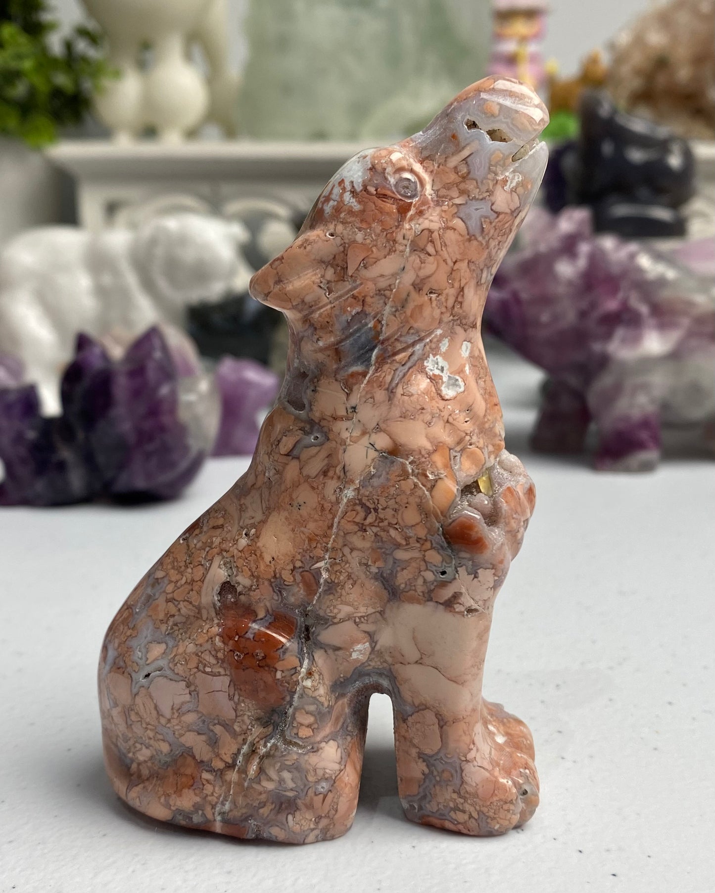 Cotton Candy Agate Wolf