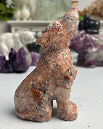 Cotton Candy Agate Wolf