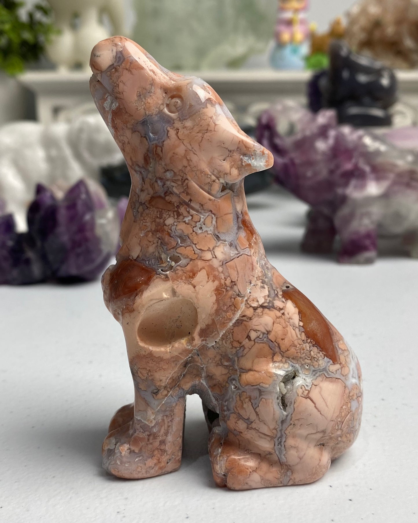 Cotton Candy Agate Wolf