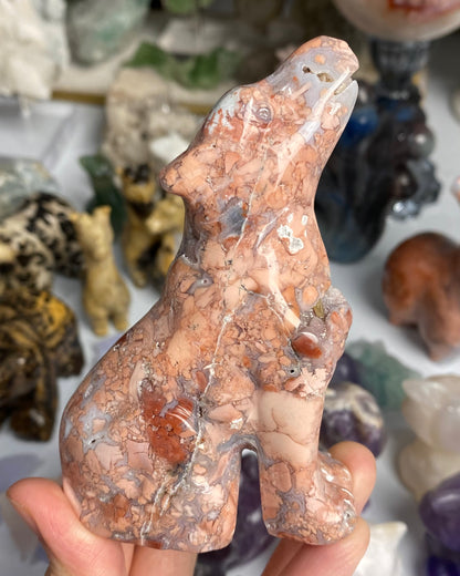 Cotton Candy Agate Wolf