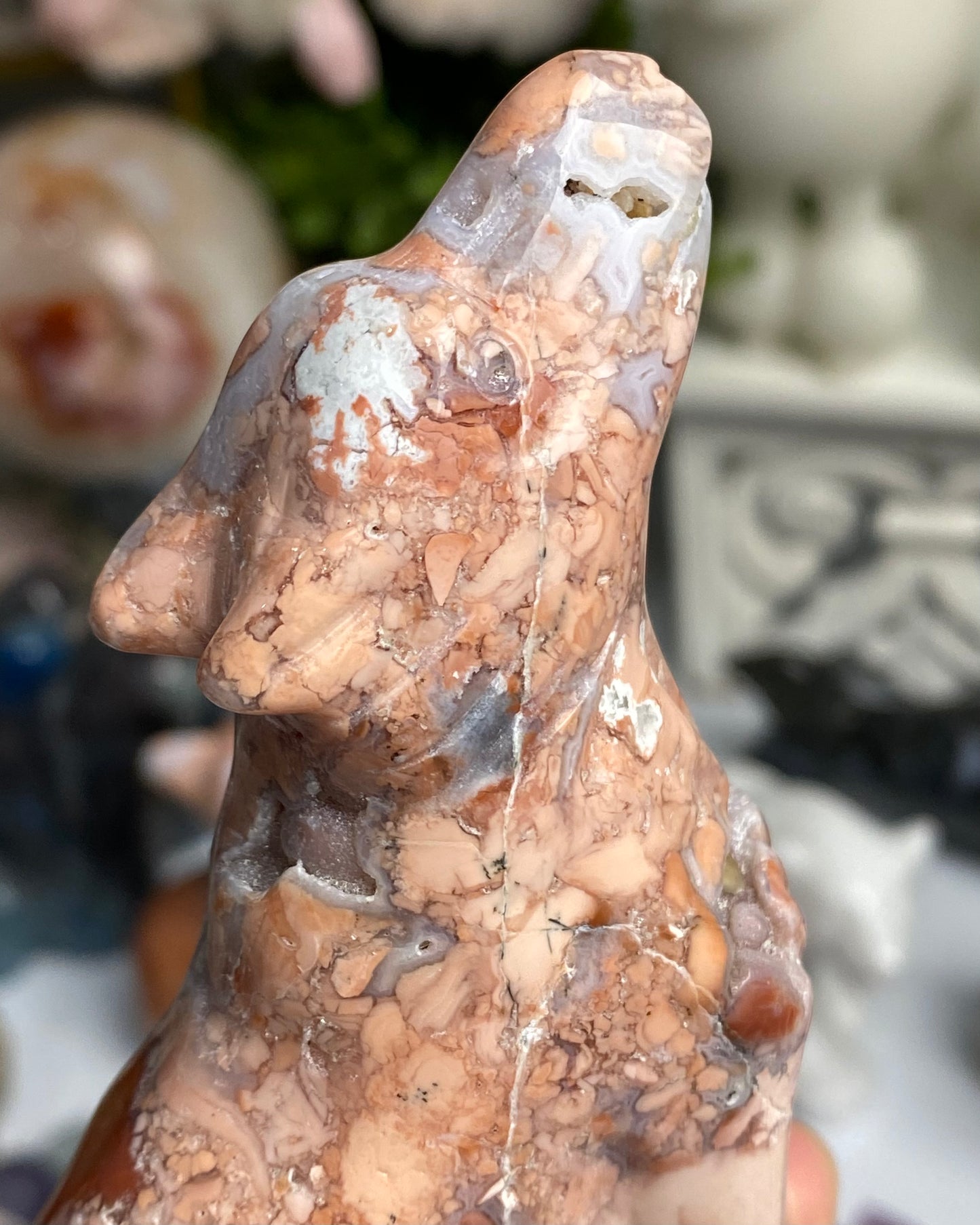 Cotton Candy Agate Wolf